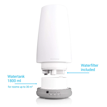 Medisana Air humidifier with ultrasound technology AH 670 Humidifier, Water tank capacity 1.8 L, White