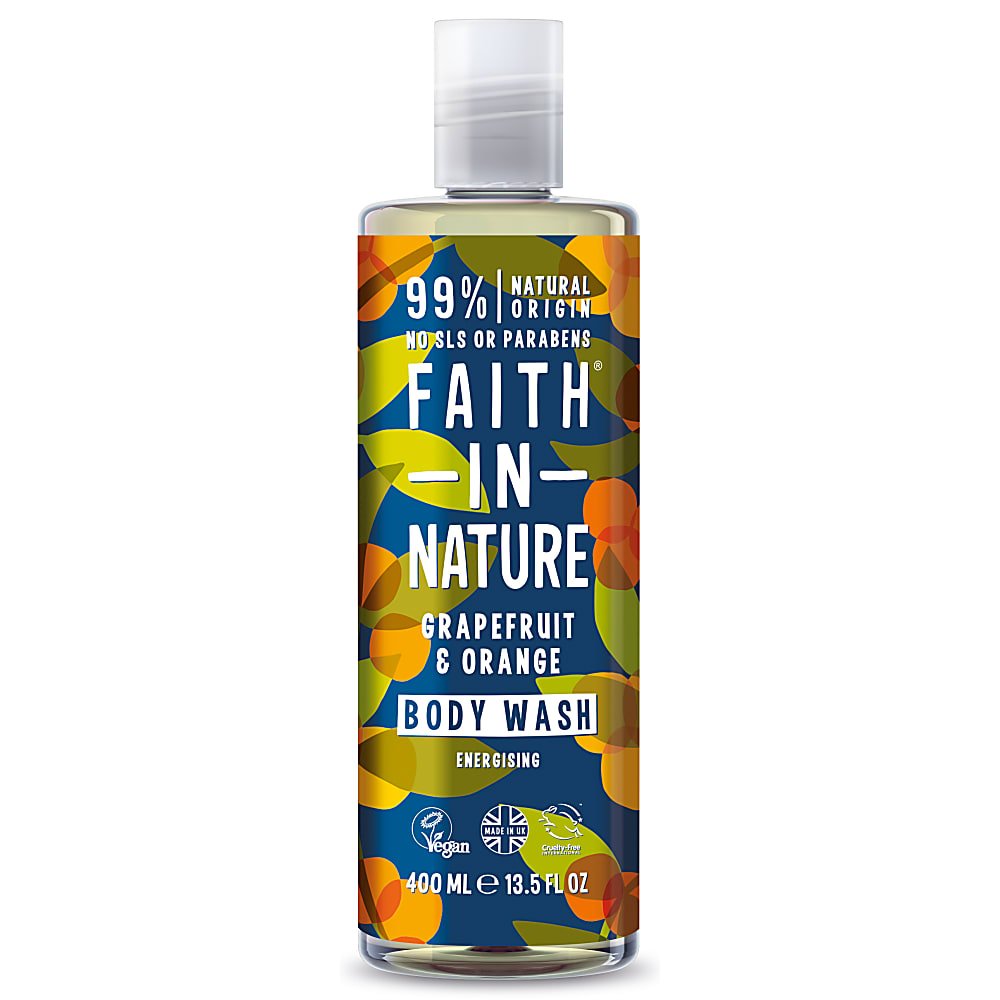 Faith in Nature ergutav dušigeel-vannivaht greibi ja apelsini orgaaniliste õlidega 400ml