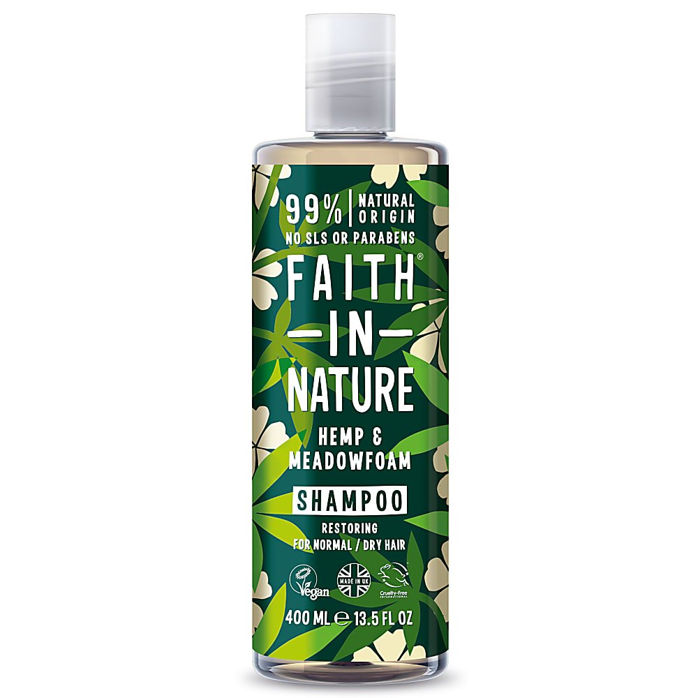 Faith in Nature juukseid taastav šampoon kanepiõli ja valge soolille ekstraktiga 400ml